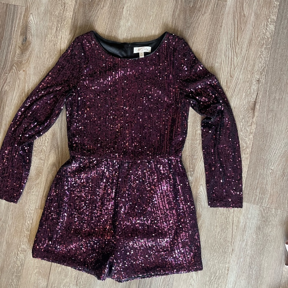 Wild Daisy girls 16 purple sequin romper